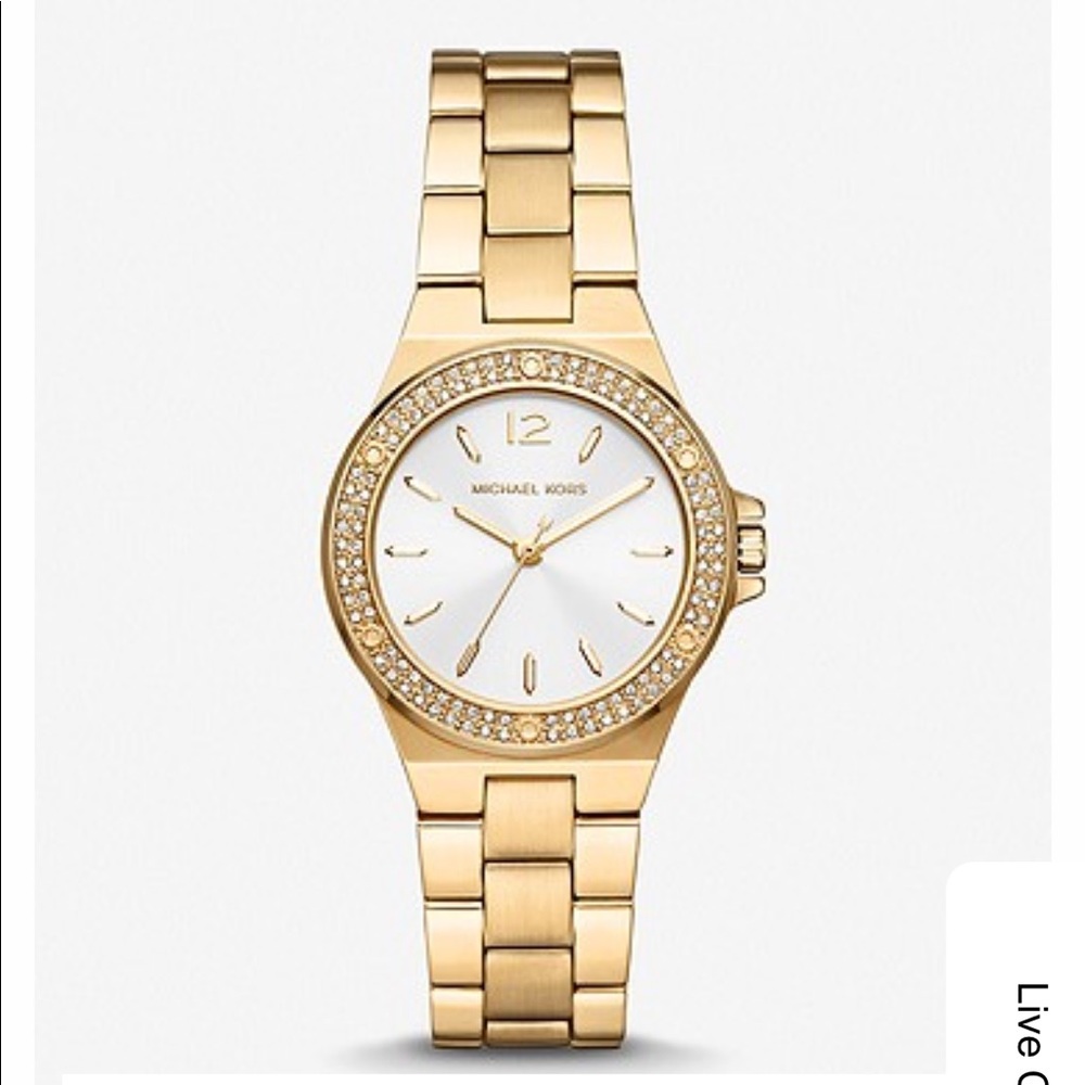 NIB Michael Kors Lennox Pavé Gold Watch